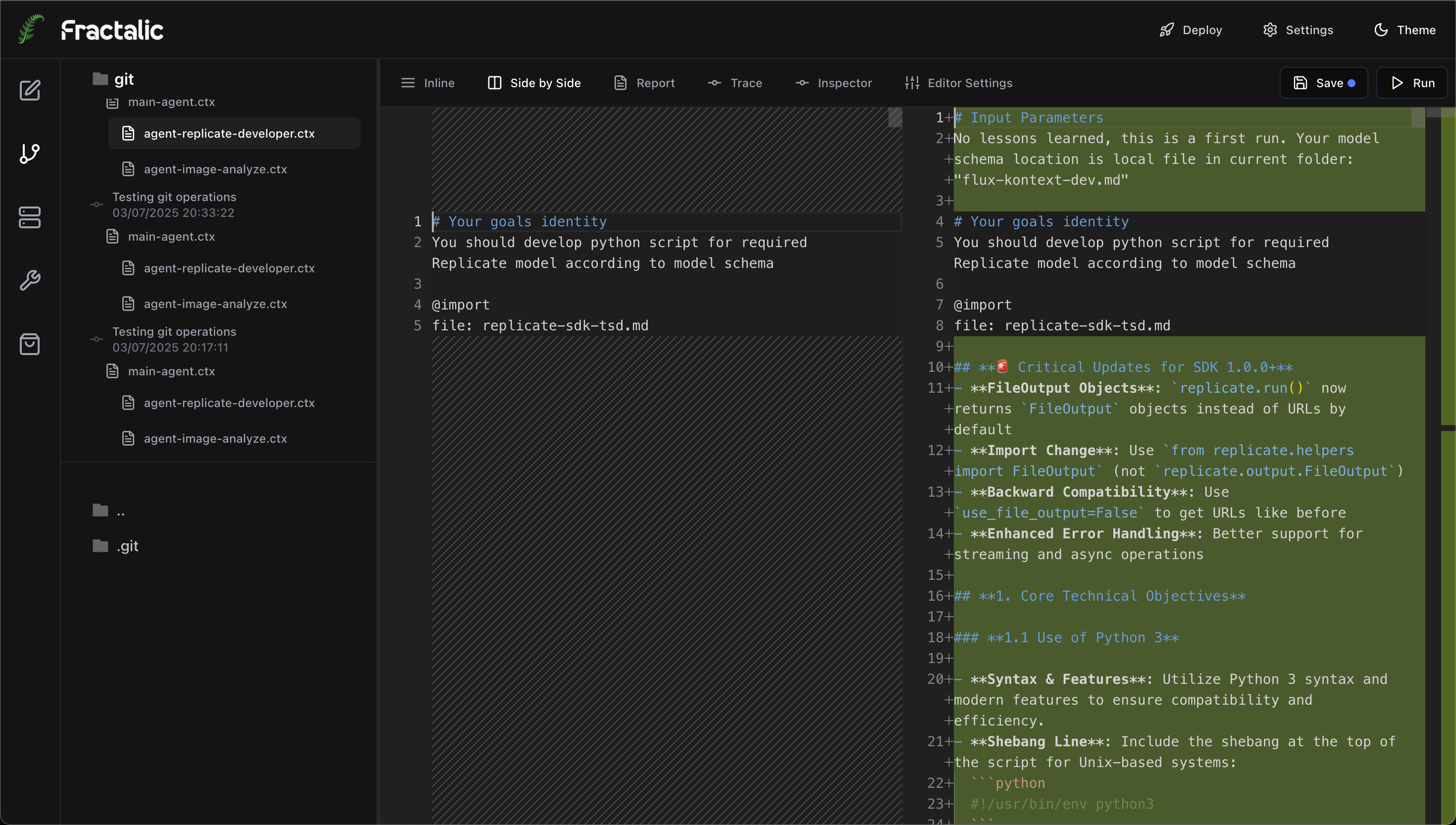 Fractalic Code Diff Viewer